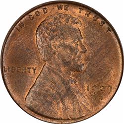 1909-S 1C. V.D.B. MS-63 RB PCGS.