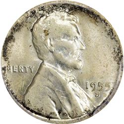 1955-S 1C. Cent on Silver Dime Planchet Mint Error. MS-62 PCGS.