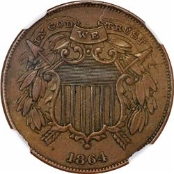 1864 2C. Small Motto. MS-61 BN NGC.
