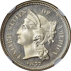 1877 3C. Proof-66 Cameo NGC.