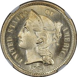 1884 3C. Proof-66 Cameo NGC.