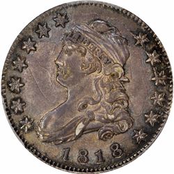 1818 25C. Browning-2. Rarity-1. AU-58 PCGS.
