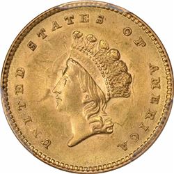 1854 G$1. Type II. MS-63 PCGS. CAC.