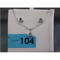 New Green Amethyst & Diamond Earrings & Necklace