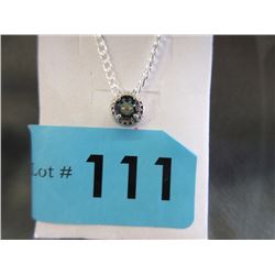 Ocean Blue Topaz & Diamond Pendant with Chain