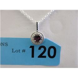 Garnet & Diamond Pendant with Chain