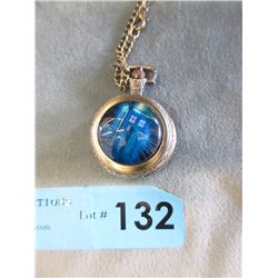 New "Doctor Who" Tardis Pocket  Watch w/ Chain