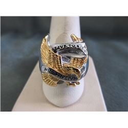 Man's "Live to Ride, Ride to Live" Biker Ring