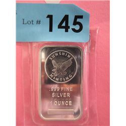 1 Oz. .999 Fine Silver Sunshine Minting Bar