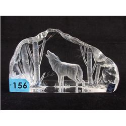 Signed Crystal Wolf Sculpture