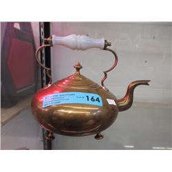 Victorian Brass Tea Kettle with Glass Handle ca1890
