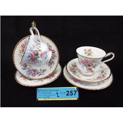 2 Vintage Paragon Luncheon Set - Moss Rose