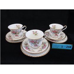 3 Vintage Paragon Luncheon Set - Moss Rose