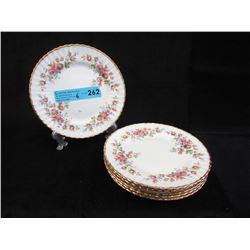 6 Vintage 8" Paragon Plates - Moss Rose