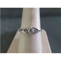 10KT White Gold Diamond & Sapphire Ring