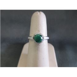 Emerald & Diamond Solitaire Ring