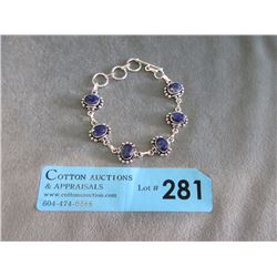 Custom-Made Blue Sapphire Toggle Bracelet