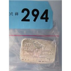 1 Oz. Beaver Bullion .999 Silver Art Bar