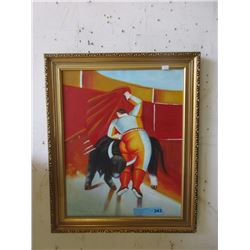 Original Paint on Canvas Bullfighter Painting