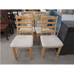 4 Solid Pine Chairs with Upholstered Seats