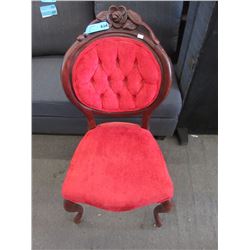 Vintage Wood & Red Velvet Chair