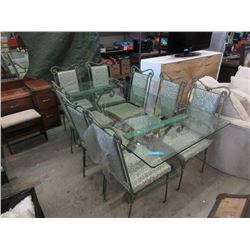 Glass Top Dining Table with 8 Chairs