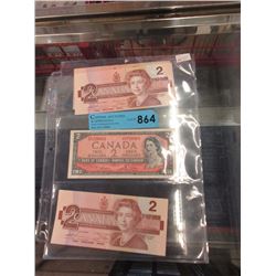4 Canadian Old Issue $2 Bills