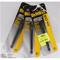 LOT OF 3 DEWALT SQUARE RECESS POWER BITS