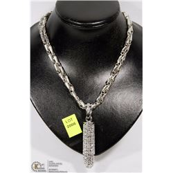 RHINESTONE BULLET PENDANT ON CHAIN