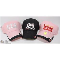 3 ASSORTED CHRISTIAN BALL CAPS