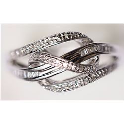 #3-STERLING SILVER DIAMOND (0.18CT) RING
