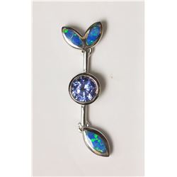 #4-STERLING SILVER OPALITE  & CREATED TANZANITE