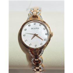 #9-BULOVA LADIES ROSE GOLDTONE  WATCH WITH