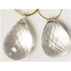 #11-14KT YELLOW GOLD QUARTZ (70CT) LARGE EARRING