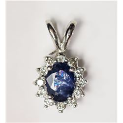 #14-14KT WHITE GOLD SAPPHIRE(0.65CT)& DIAMOND