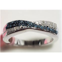 #16-STERLING SILVER  BLUE(0.36CT) & WHITE DIAMOND