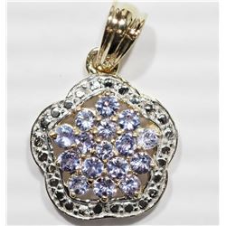 #21-STERLING SILVER GOLD PLATED TANZANITE FLORAL