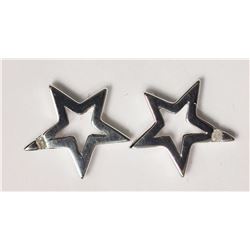 #26-STERLING  SILVER DIAMOND STAR EARRING