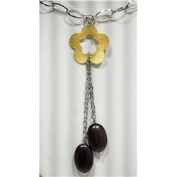 #31-STERLING SILVER WOODEN STYLE NECKLACE