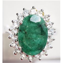 #33-STERLING SILVER LARGE EMERALD  (7.6CT) &