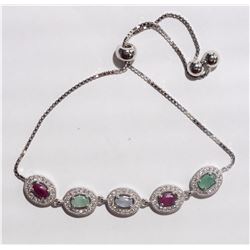 #34-STERLING SILVER EMERALD,RUBY,SAPPHIRE