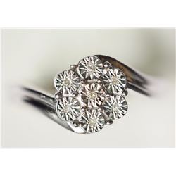 #37-STERLING SILVER DIAMOND RING
