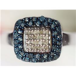 #38-STERLING SILVER BLUE DIAMOND(0.36CT) &