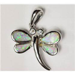 #39-STERLING SILVER CREATED OPAL & CUBIC