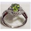 Image 2 : #40-STERLING SILVER PERIDOT & DIAMOND RING