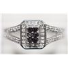 Image 1 : #46-STERLING SILVER BLACK & WHITE  DIAMOND RING