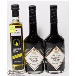LOT OF 3 ASSORTED BALSAMIC AND OLIVE OIL