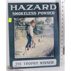 HAZARD SMOKELESS POWDER METAL SIGN