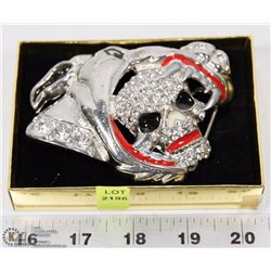 DOG EATING SKULL BELT BUCKLE