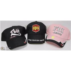 3 ASSORTED CHRISTIAN BALL CAPS